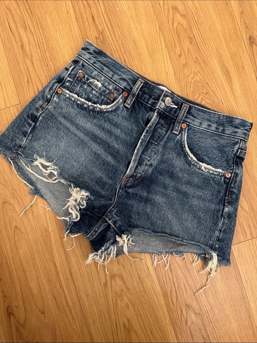 AGOLDE Parker Short - Dark Blue Distressed